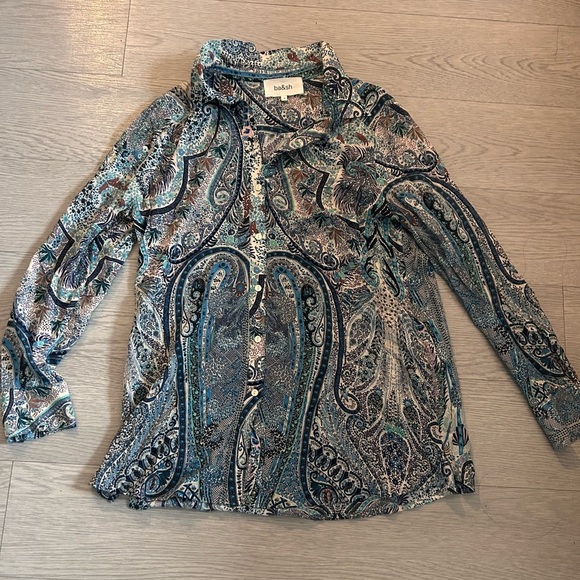 Ba&sh Paisley Button Down Collared Shirt Size 0 - Picture 1 of 5